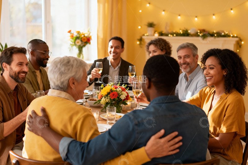高清大图下载【趣麦麦图】家庭聚会欢庆温馨场景