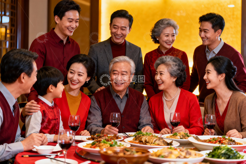 高清大图下载【趣麦麦图】家庭聚餐其乐融融