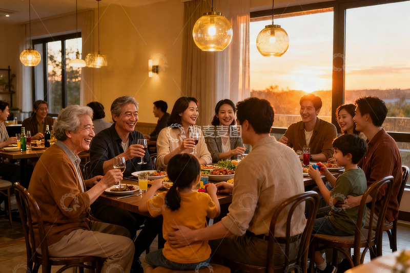高清大图下载【趣麦麦图】家庭聚餐欢庆时刻