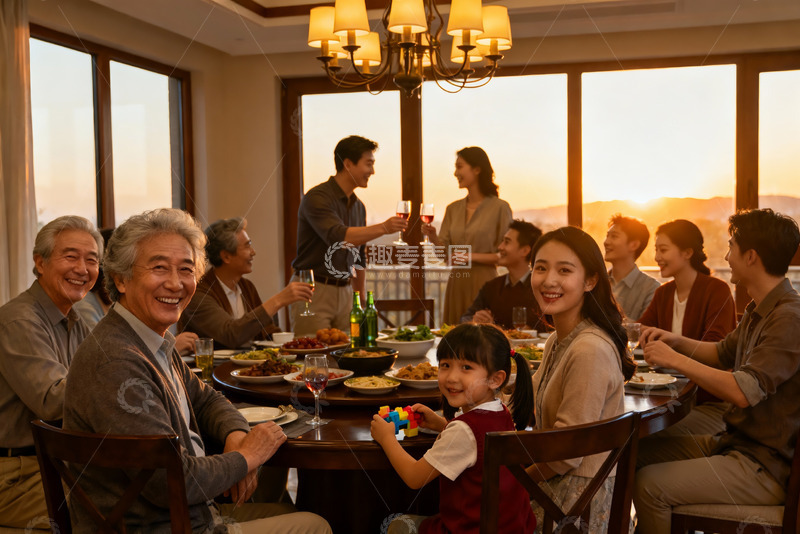 高清大图下载【趣麦麦图】家庭聚餐其乐融融
