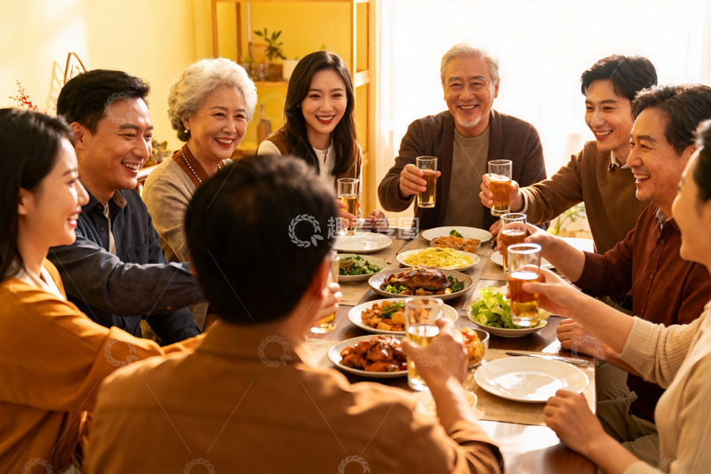 高清大图下载【趣麦麦图】家庭聚餐欢庆时刻
