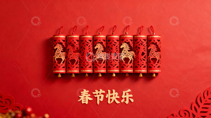 高清大图下载【趣麦麦图】春节红色剪纸挂饰