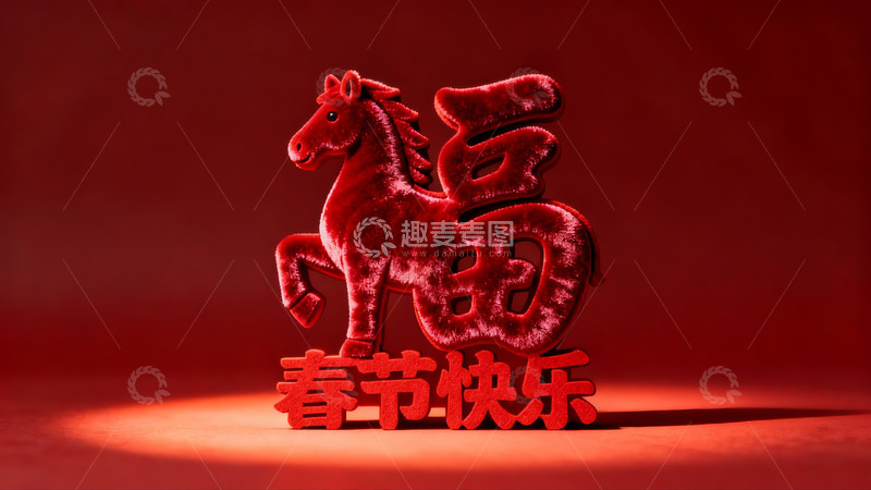 高清大图下载【趣麦麦图】红色马形春节装饰品