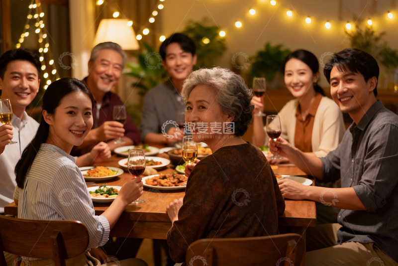 高清大图下载【趣麦麦图】温馨家庭聚餐其乐融融