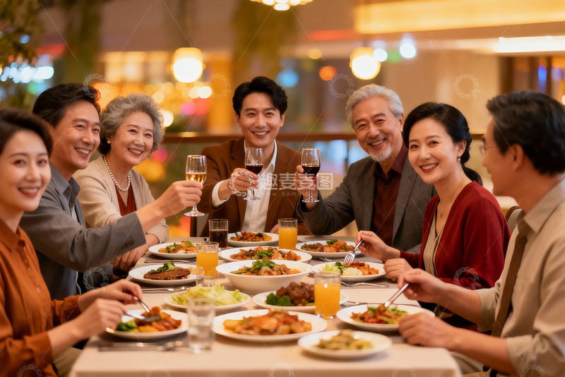 高清大图下载【趣麦麦图】家庭聚餐欢庆时刻