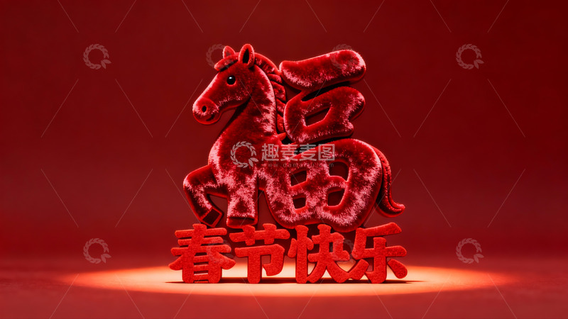 高清大图下载【趣麦麦图】红色福马春节装饰品