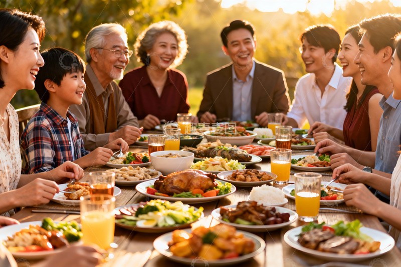 高清大图下载【趣麦麦图】家庭聚餐其乐融融