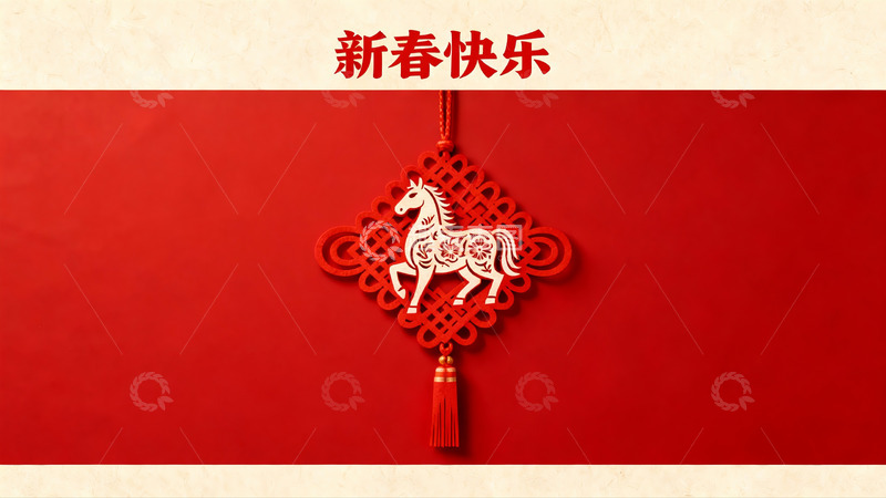 高清大图下载【趣麦麦图】红色背景上的春节挂饰