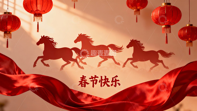 春节红灯笼骏马图