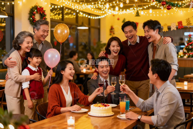 高清大图下载【趣麦麦图】家庭聚会欢庆节日温馨场景