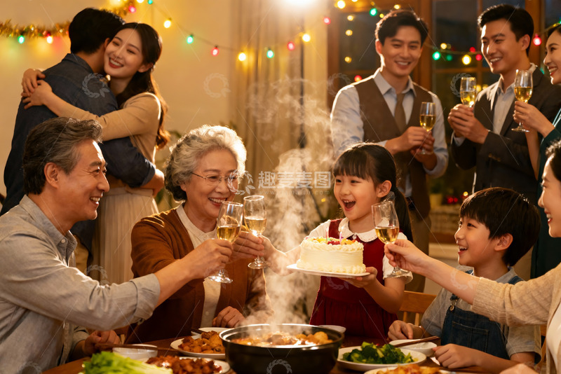 高清大图下载【趣麦麦图】家庭聚会欢庆时刻