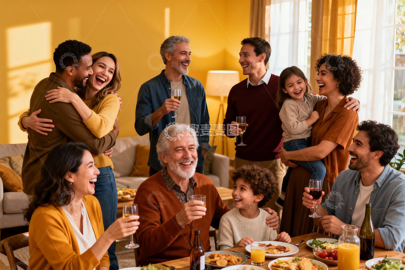 高清大图下载【趣麦麦图】家庭聚会欢庆时刻