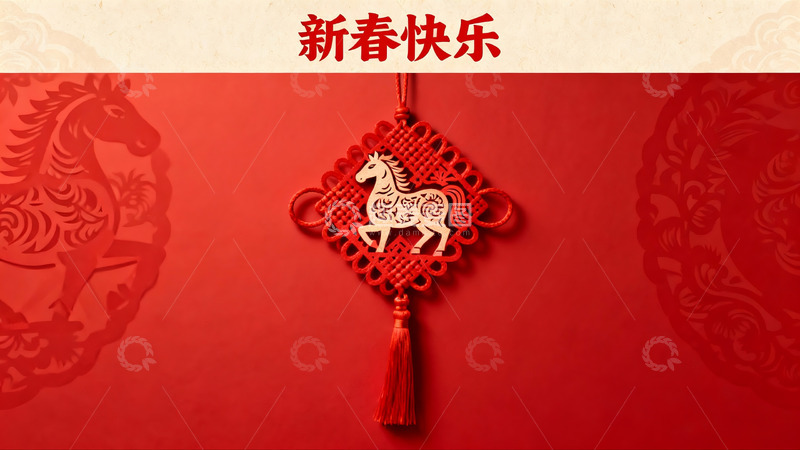 高清大图下载【趣麦麦图】-红色背景上的春节挂饰