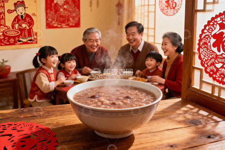 春节家庭聚餐吃腊八粥