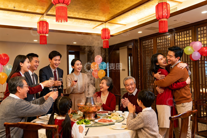 高清大图下载【趣麦麦图】家庭聚餐欢庆团圆