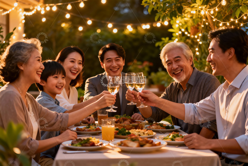 高清大图下载【趣麦麦图】家人聚餐欢庆时刻