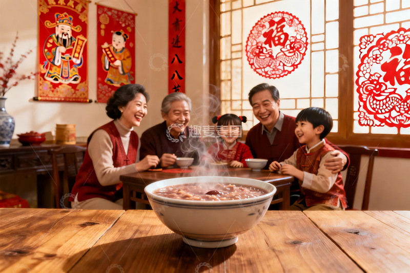 高清大图下载【趣麦麦图】家庭团聚吃年夜饭其乐融融