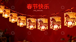 春节灯笼挂饰喜庆氛围