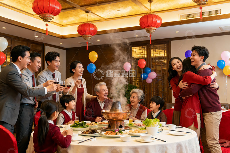 高清大图下载【趣麦麦图】家庭聚餐欢庆团圆