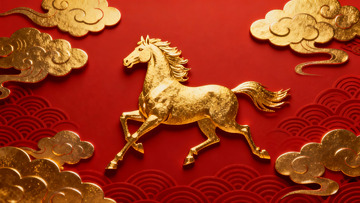 金色骏马祥云图案寓意吉祥