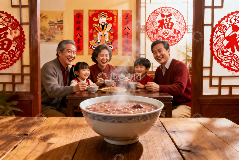 高清大图下载【趣麦麦图】春节家庭聚餐其乐融融