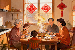 温馨家庭聚餐其乐融融