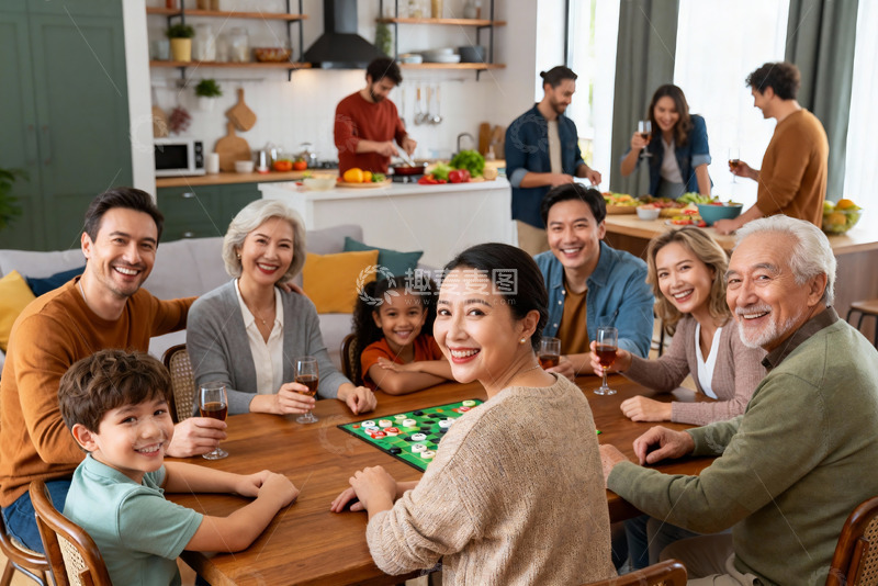 高清大图下载【趣麦麦图】家庭聚会欢聚一堂其乐融融