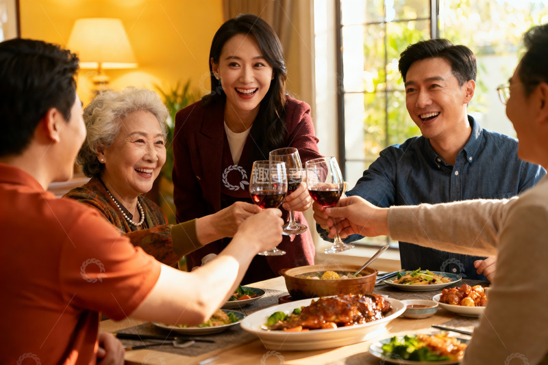 高清大图下载【趣麦麦图】家庭聚餐欢庆时刻