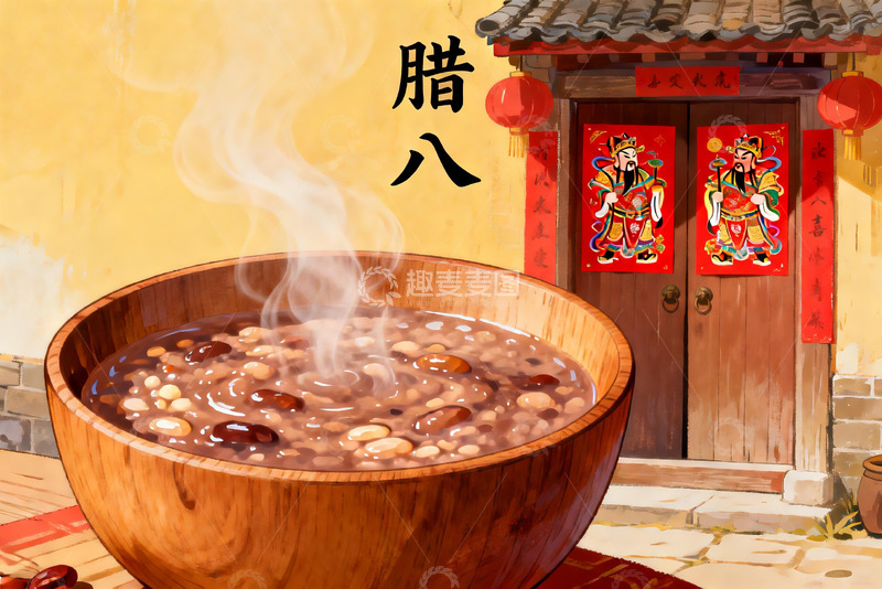 高清大图下载【趣麦麦图】腊八节传统美食与古建筑