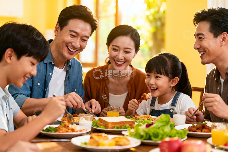 高清大图下载【趣麦麦图】温馨家庭聚餐其乐融融