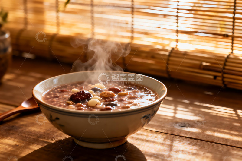 高清大图下载【趣麦麦图】热气腾腾的杂粮粥