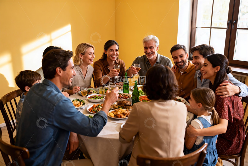 高清大图下载【趣麦麦图】家庭聚餐欢庆时刻