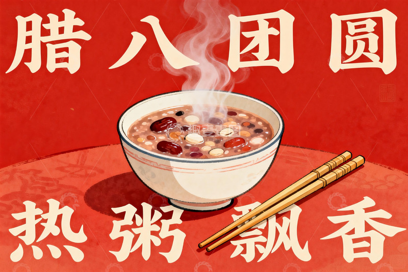 高清大图下载【趣麦麦图】腊八粥热气腾腾香气四溢