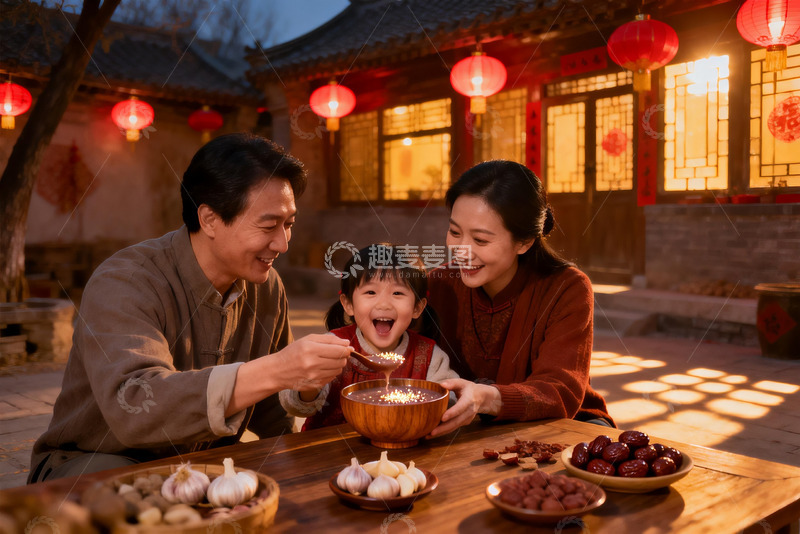 高清大图下载【趣麦麦图】古院落家庭温馨聚餐