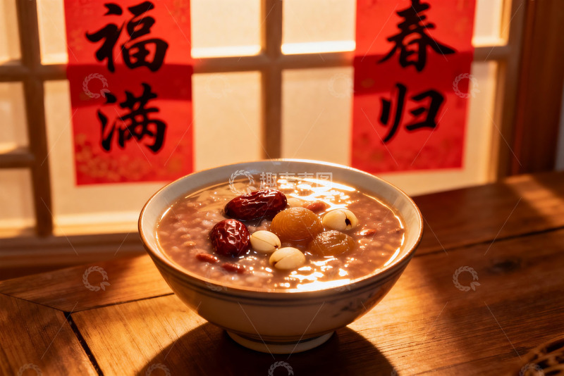 高清大图下载【趣麦麦图】一碗热气腾腾的腊八粥
