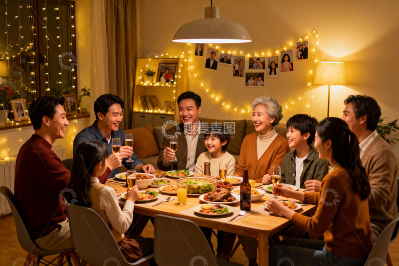 高清大图下载【趣麦麦图】温馨家庭聚餐其乐融融