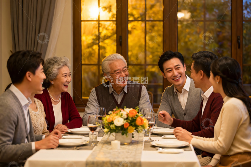 高清大图下载【趣麦麦图】家庭聚餐温馨场景