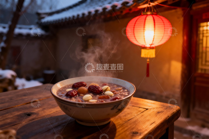 高清大图下载【趣麦麦图】冬日暖食配红灯笼