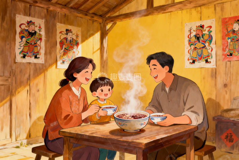 高清大图下载【趣麦麦图】温馨家庭共进晚餐场景