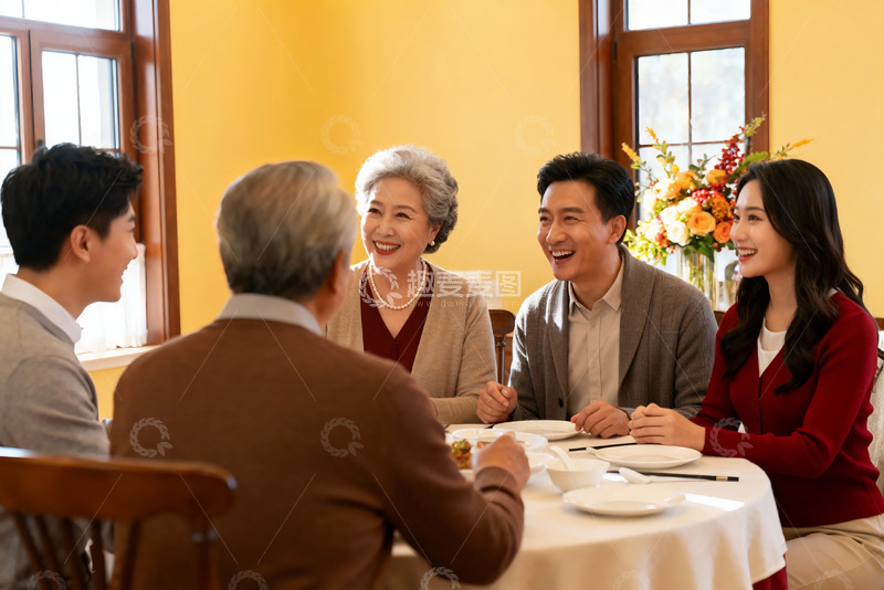 高清大图下载【趣麦麦图】家庭聚餐温馨场景