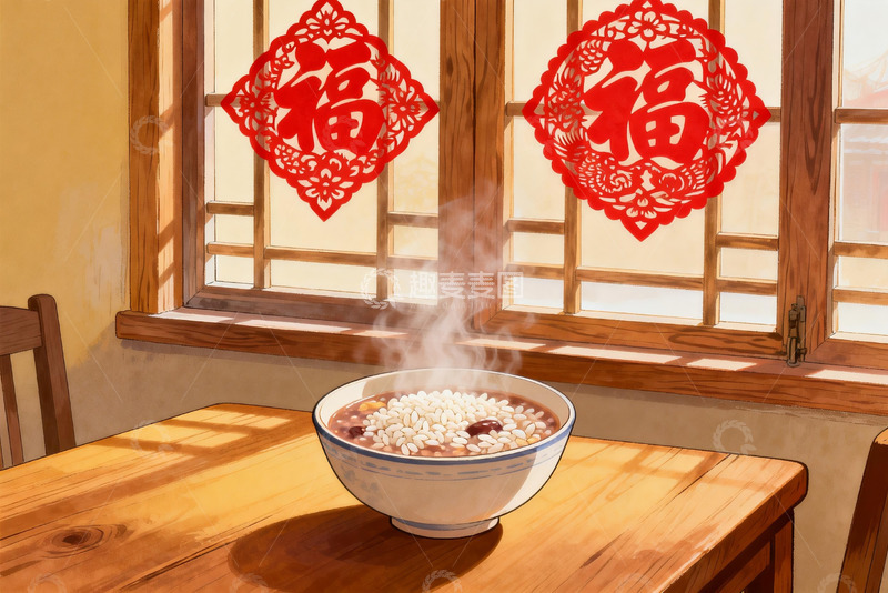 高清大图下载【趣麦麦图】窗边热气腾腾的粥