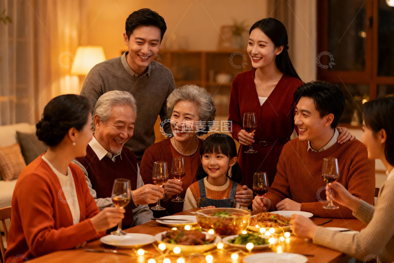 高清大图下载【趣麦麦图】温馨家庭聚餐其乐融融