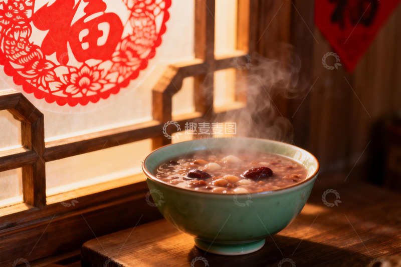 高清大图下载【趣麦麦图】热气腾腾的粥品窗边静景