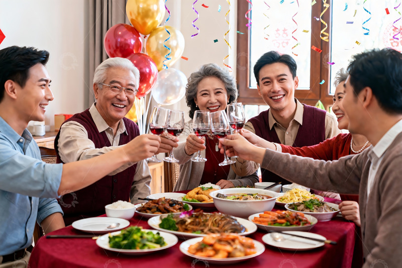 高清大图下载【趣麦麦图】家庭聚餐欢庆时刻