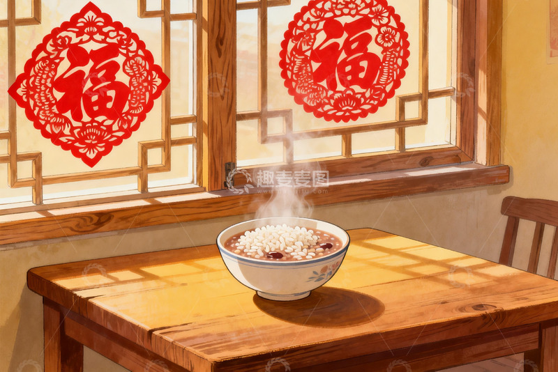 高清大图下载【趣麦麦图】窗前热粥袅袅升起