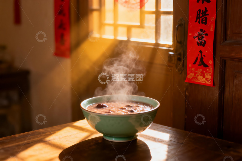 高清大图下载【趣麦麦图】暖阳下热气腾腾的粥