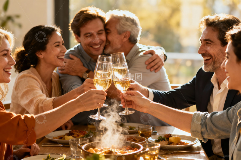 高清大图下载【趣麦麦图】家人朋友聚餐举杯欢庆