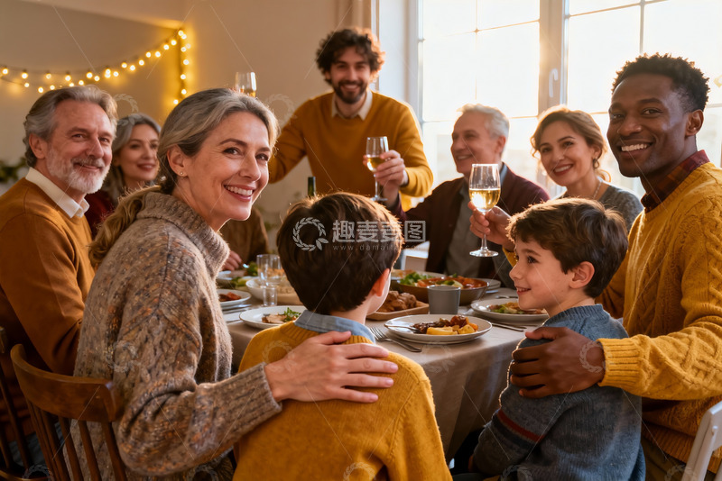 高清大图下载【趣麦麦图】温馨家庭聚餐其乐融融