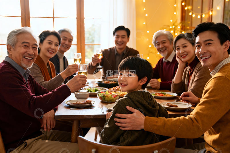 高清大图下载【趣麦麦图】温馨家庭聚餐其乐融融