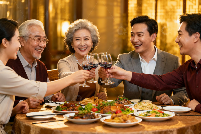 高清大图下载【趣麦麦图】家庭聚餐欢庆时刻
